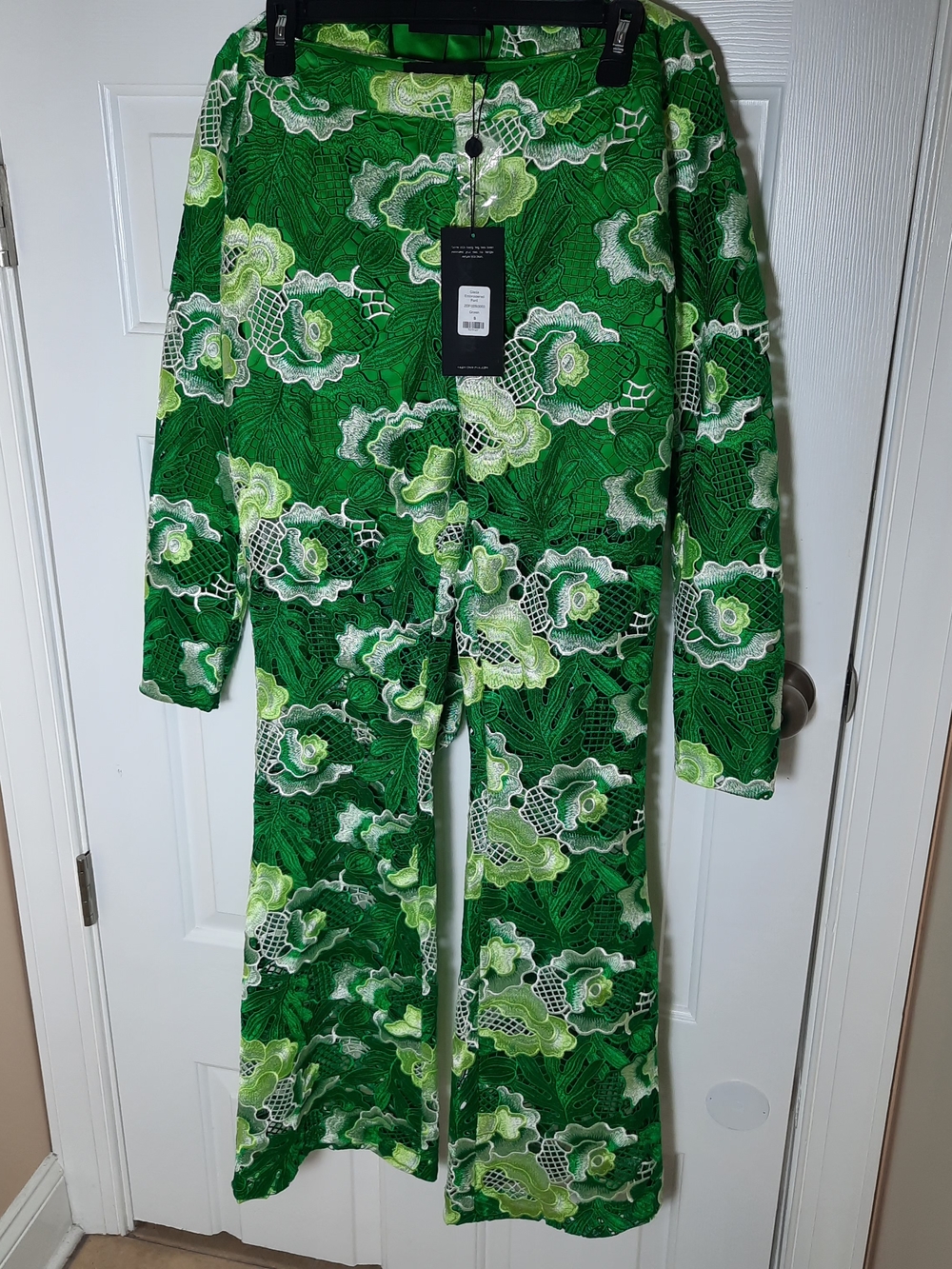 Novaluxe Green Floral Blazer And Flare Leg Small Suit Retro Vibe